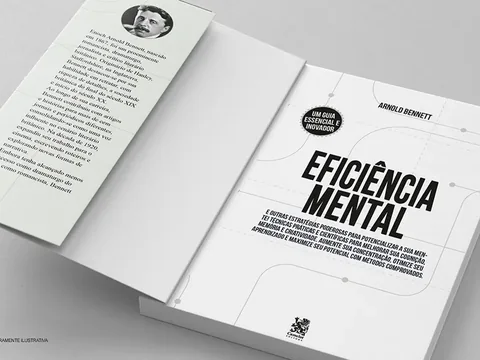 Eficiência Mental aberto, com a orelha e a foto de Arnold Bennett
