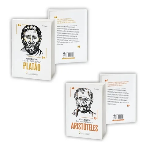 Os livros de Platão e de Aristóteles, de frente e de costas